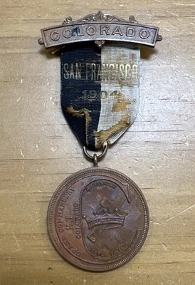 1876 Gran Comandancia Caballeros Templarios de Colorado San Francisco 1904 Medalla de Bronce Foto 1 de 4