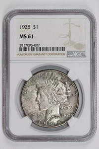 1928 DOLLARO DELLA PACE NGC MS61 - Foto 1 di 2