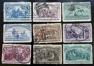 USA Stamps 1893 SG235-243 Columbian exposition, good used partial set, Cat £191 - Picture 1 of 1