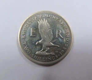 Rhodesia & Nyasaland Queen Elizabeth II Florin 2 Shillings 1955 BU VERY SCARCE - Picture 1 of 2