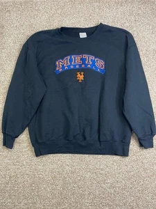 Vintage New York Mets Lee Sport Sweatshirt mit Rundhalsausschnitt schwarz bestickt Large - Bild 1 von 6