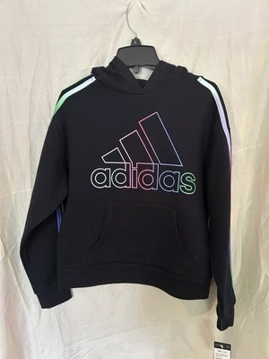 Adidas Niños Negro Con Pop De Color Talla Grande Con Un Bolsillo Grande En La Parte Frontal Foto 1 de 4