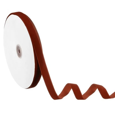 Cinta de terciopelo marrón 5/8" de ancho x 25 yardas rollo vintage de una sola cara Foto 1 de 4