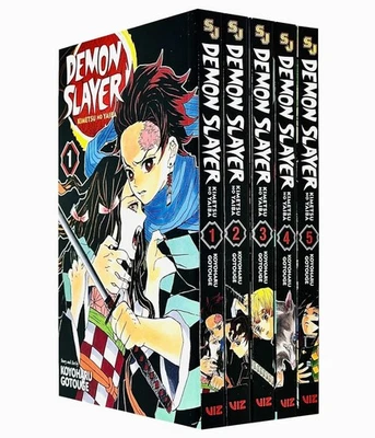 Demon Slayer: Kimetsu no Yaiba 5 book set (English) Vols 1-5 collection - Image 1 of 4