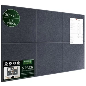 Large Cork Bulletin Board for Wall 36"x24", 6 Pack Felt Wall Tiles with 50 Pu... - Picture 1 of 7