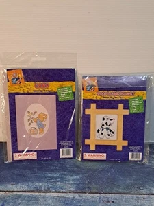 Cross Stitch Kits X 2- Dog And Teddy Bear- 1x Card-1 X Frame - Picture 1 of 2