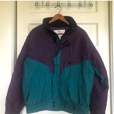 VTG 90s Obermeyer Zephyr Colorblock Ski Jacket Purple Teal Men’s L Outdoor Retro - Image 1 of 4
