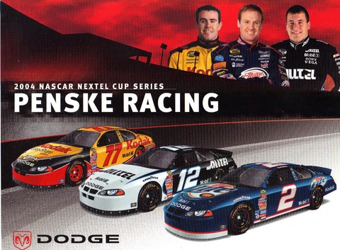 2004 PENSKE RACING RUSTY WALLACE, RYAN NEWMAN, B.GAUGHAN NASCAR POSTCARD Cover