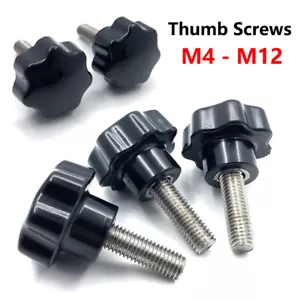 Black Plastic Rosette Thumb Screws M4-M12 Star Hand Grip Knob Bolts Thumb Screw - Picture 1 of 68