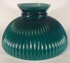 New 10" Opal Glass Ribbed Student Lamp Shade With Dark Green Painted Background - Picture 1 of 4