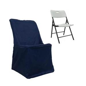 50 pcs Navy Blue LIFETIME Folding CHAIR COVERS Slipcovers Polyester Wedding - Picture 1 of 9