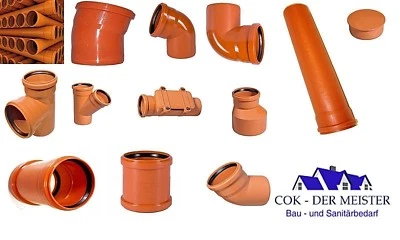 KG Rohre bis 2m Bogen Muffe Reinigungrohre Stopfen Übergänge Abzweig Kanal  - Bild 1 von 4