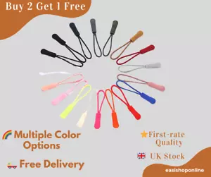 Set of 5 / 10 Zip Pull Zipper Puller Cord Slider Fastener Jacket Bag Backpack - Picture 1 of 15