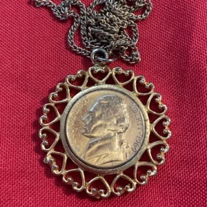 Gold Tone 1969 D FS Nickel In Pendant And Chain - Picture 1 of 8