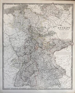 Germany – Western States (1850) Original Map, Engraving Hand Colored Outlines - Picture 1 of 1