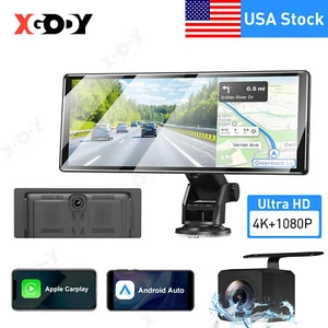 4K 11.3"Dash Cam Mirror Nav WiFi Voice Control Car Rear View Backup Dual Camera - Picture 1 of 14