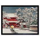 Cultural Landscape Japan Temple Kawase Hasui Snow Winter 12X16 Inch Framed Print