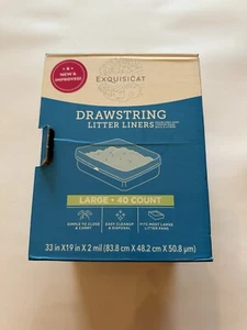 EXQUISICAT Drawstring Litter Liners Large. 35 Count Open Box. - Picture 1 of 3