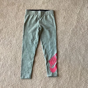 NIKE GIRLS PULLON LEGGING/ PANTS, 110, 5-6, GRAYW/ PINK NIKE LOGO,COMFY CASUAL - Picture 1 of 3