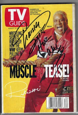 DS31  Rikishi Signed Vintage Wrestling Magazine TV Guide w/COA **BONUS ** - Image 1 of 2