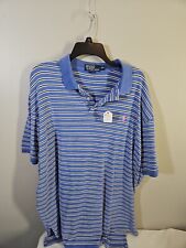 Ralph Lauren Polo Vintage Performance Golf Shirt XXL Blue w Stripes Casual