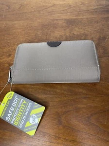 Travelon RFID Blocking Wristlet Wallet Zip Around Lightweight Beige Brown NEW - Picture 1 of 8