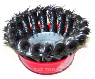 HOTECHE 4" Twist Cup Wire Wheel Brush 5/8" Arbor Wire Fits Most Angle grinders Cleaner