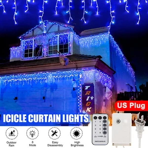 20x 96LED Christmas Fairy Icicle Curtain Lights Lamp Xmas Party In/Outdoor Decor - Picture 1 of 12