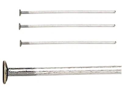 100 pasadores de cabeza estándar de 2" de latón enchapado en plata envejecida calibre 21 Foto 1 de 3