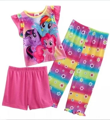 My Little PONY Pajamas Girl's 3T NeW s/s Shirt Shorts & Pants 3 Piece Pjs Set - Image 1 of 3