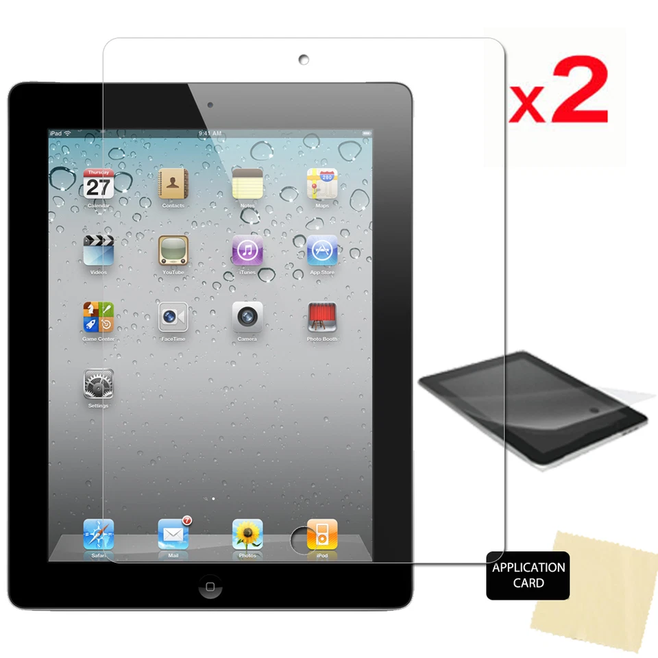 NOT SPECIFIED 2 pack of Apple iPad 4 4th GEN 9.7" CLEAR Screen Protector Guard & Cloth