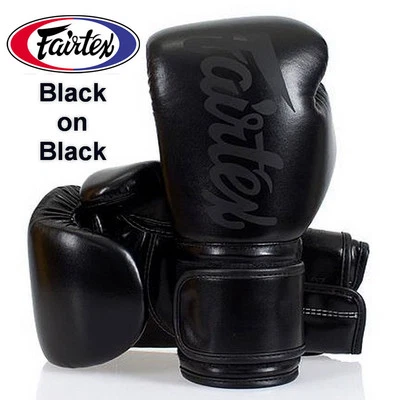 FAIRTEX GLOVES BGV14SB BLACK ON BLACK MUAY THAI KICK BOXING MMA UFC SOLID BLACK