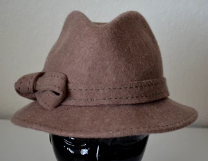 Nordstrom hellbraun Wolle Fedora Mode Hut Derby Kirche Seite Schleife - Bild 1 von 6