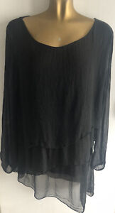Made in Italy black silk fully lined top size 12