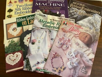 Ribbon Embroidery Books: Needlework, Designs, Leisure Arts Lot -Craft library! - Image 1 of 4
