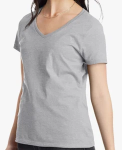 Hanes Perfect-T V-Neck T-Shirt, Cotton Short Sleeve Tee for Women - MEDIUM - Picture 1 of 3