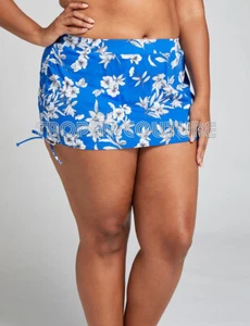 NEW LANE BRYANT CACIQUE SWIM BLUE FLORAL SURF DRAWSTRING SWIM SKIRT SZ 26 - Picture 1 of 6