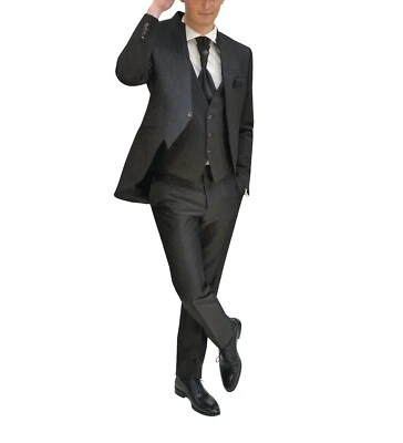 Cutaway Anzug Herren Hochzeit 6 teilig Gr.52 Schwarz - Bild 1 von 4