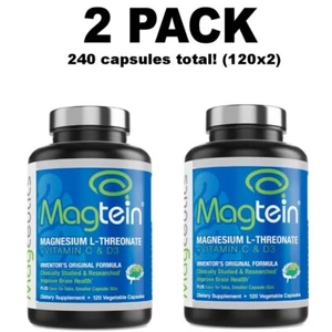 Fórmula Magtein Original Inventors, PACK 2, L-treonato de magnesio, 120 cápsulas vegetales - Imagen 1 de 4