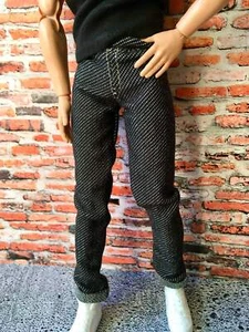BQ-NOIRIX BASIC – Dark Gray Stretch Slim Jeans for 12" 1/6 Scale Ken Dolls - Picture 1 of 7