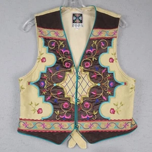 VTG Hairston Roberson ROPA Women's Vest sz S Colorful Embroidered 100% Cotton - Picture 1 of 9
