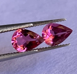 Natural High Quality Pink Tourmaline Calibrated Pear Cut Pair 7x5 MM - Picture 1 of 5