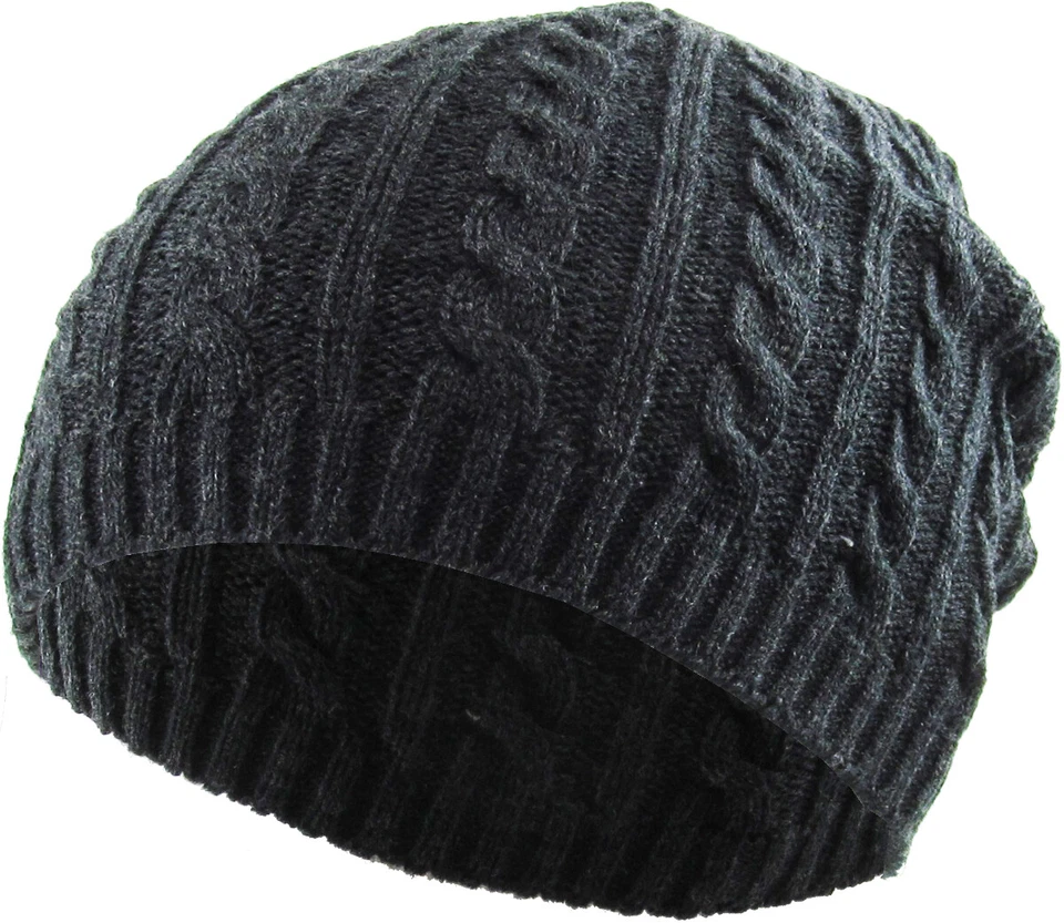 Gorro tejido con cable liso con puños de moda elástico sombrero de invierno gorra de esquí Foto 1 de 1