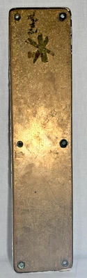 Antique Solid Cast Brass Door Finger Push Plate Large Commercial Patina 15”x3.5” - Image 1 of 4