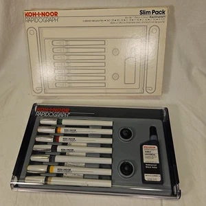 Set 7 penne vintage KOH-I-NOOR Rapidograph Technical Slim Pack USA - Foto 1 di 9