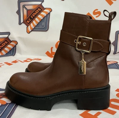 Bota de tornozelo Coach, tamanho. 6B, feminino. Cor marrom, zíper. Novo sem caixa - Imagem 1 de 4