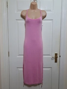 Diesel Racerback Summer Dress Size S Midi Side Split Ruched Lightweight Stretch - Picture 1 of 17