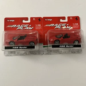 Burago 1/43 Race and Play Red Ferrari 458 Spider Lot Of 2 Cars - Picture 1 of 9