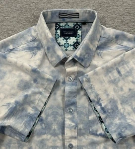 7 Diamonds 4 Way Stretch Shirt Mens Medium Blue Salt Water Button Up Lightweight - Picture 1 of 7