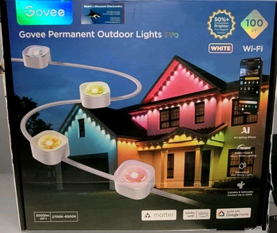 Govee Permanent Outdoor Lights Pro 100FT  Model H806A  WHITE. NEW FREE SHIP - Image 1 of 4